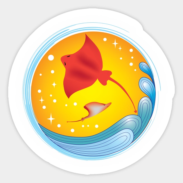 stingray playing in water Sticker by Supak